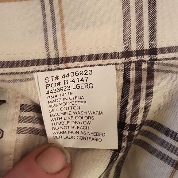 Off white plaid Eli Cattleman long sleeve button down shirt - Picture 7 of 7